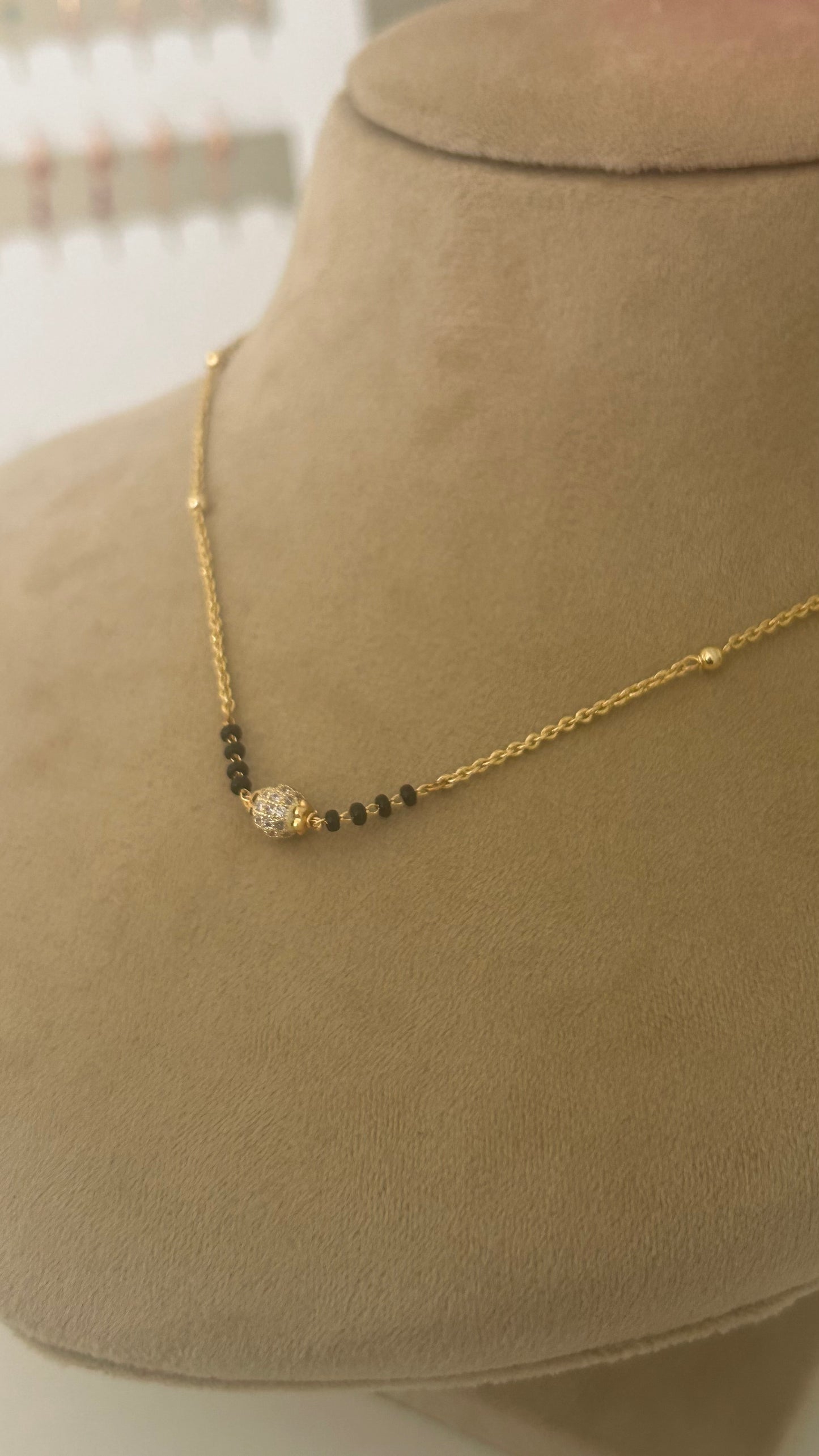 Black beads with small ad ball in18 inches