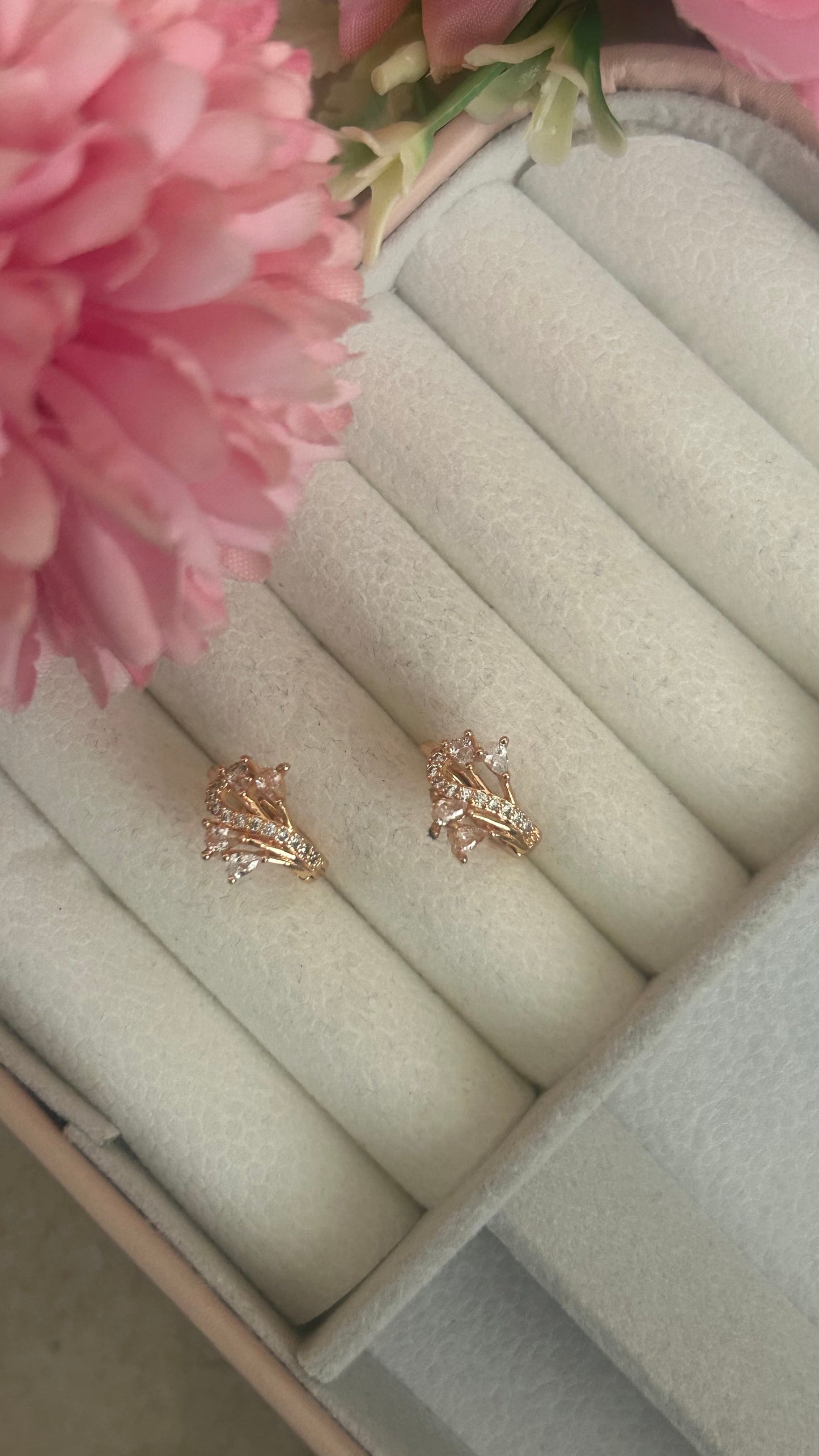 CZ 4 petal Bali earrings