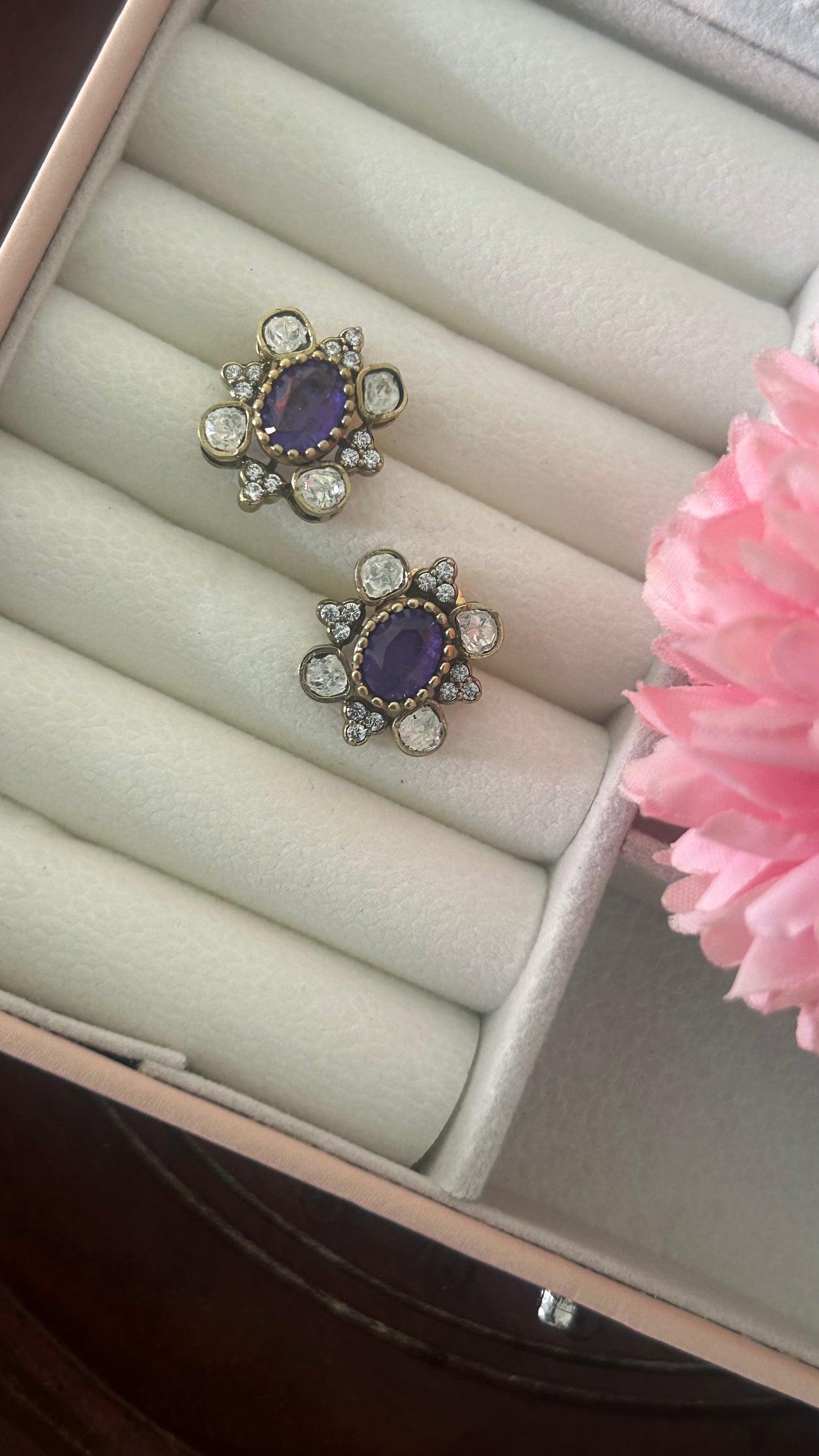 Victroian studs in purple stone