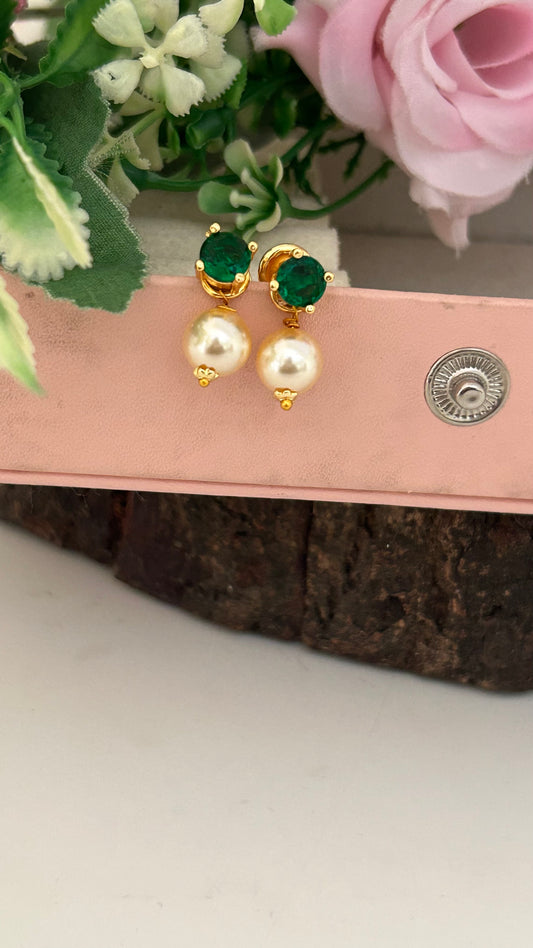 Panchaloha Stone Stud Earrings with Detachable Swarovski Pearl Drops