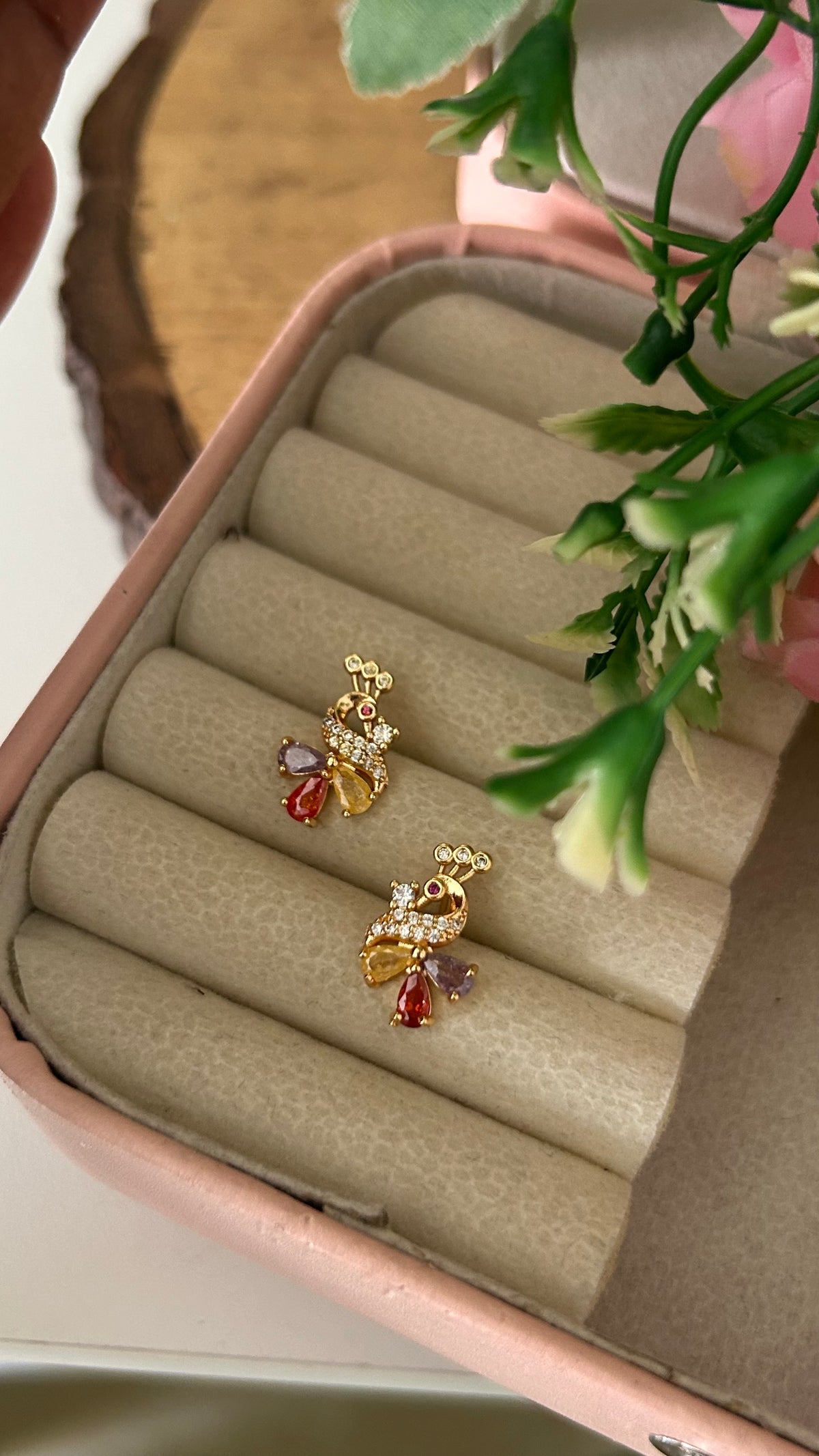 Multi-Color CZ Peacock Earrings |