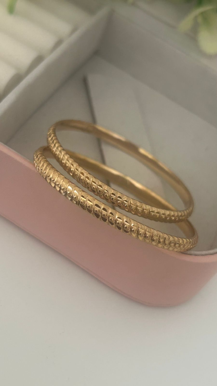 Handcrafted Panchaloha Bangles – Set of 2 | Spiral Energy Symbol Design | Matte Gold Look