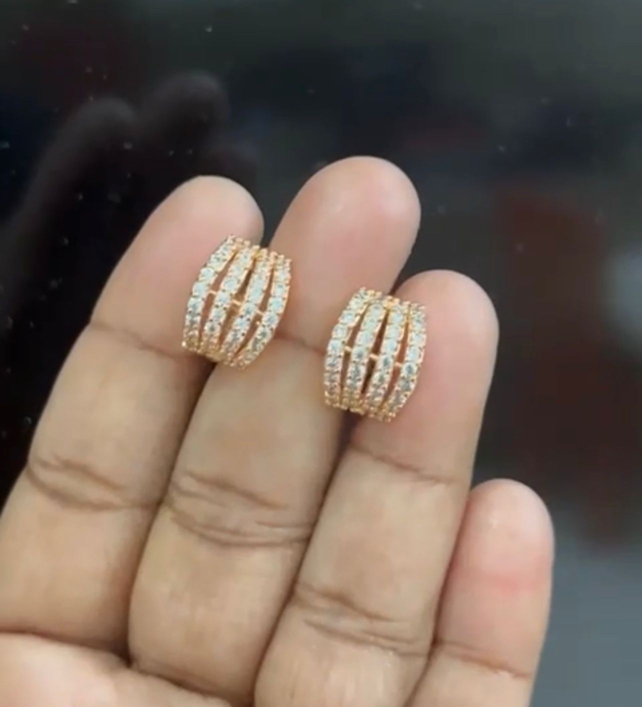 Buy Elegant White Stone Gold Earring Design One Gram Gold Bali