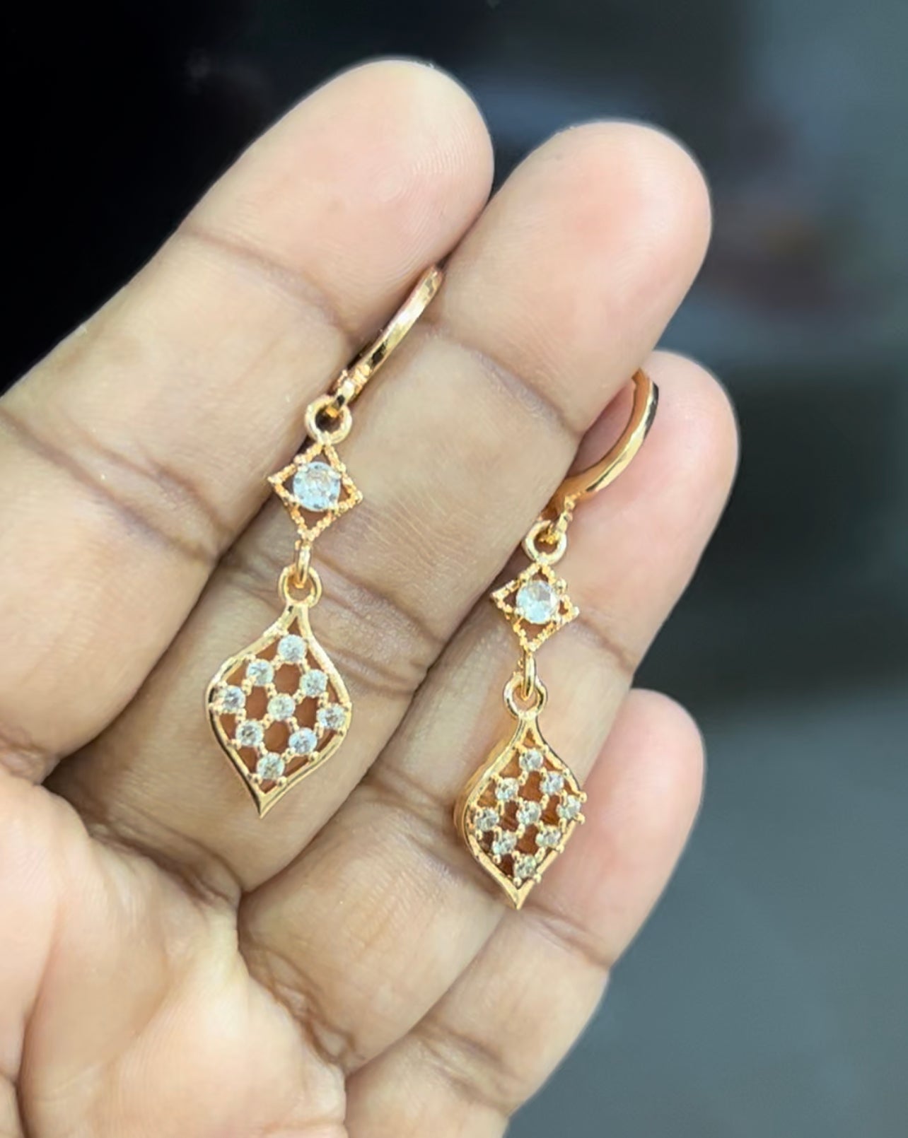 Geometric CZ Drop Dangler Earrings