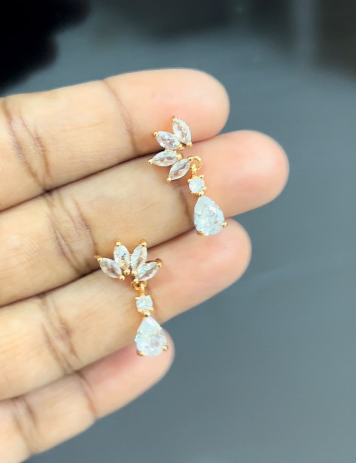 Marquise CZ Cluster Drop Earrings