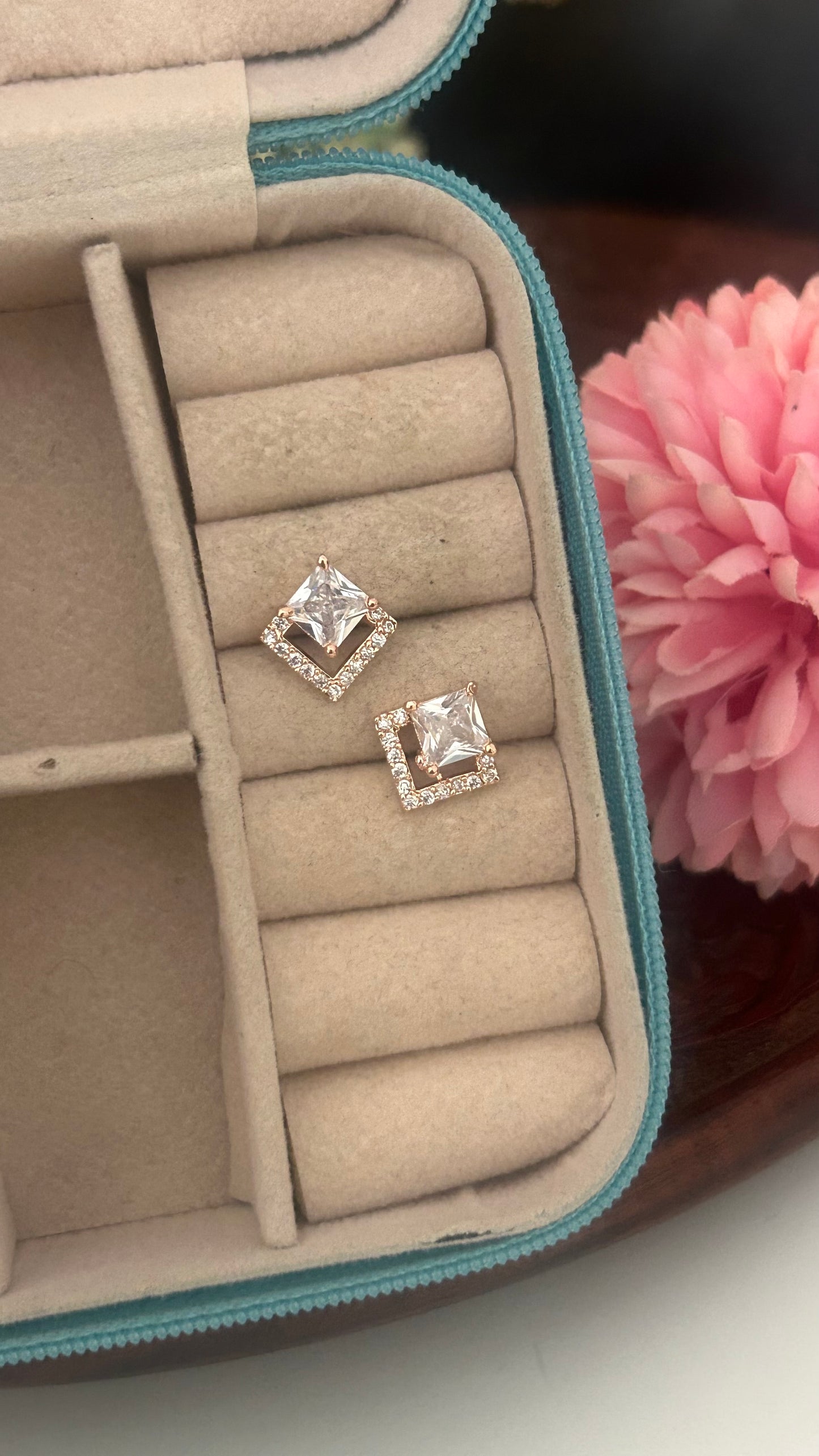 CZ Square Bace Stud
