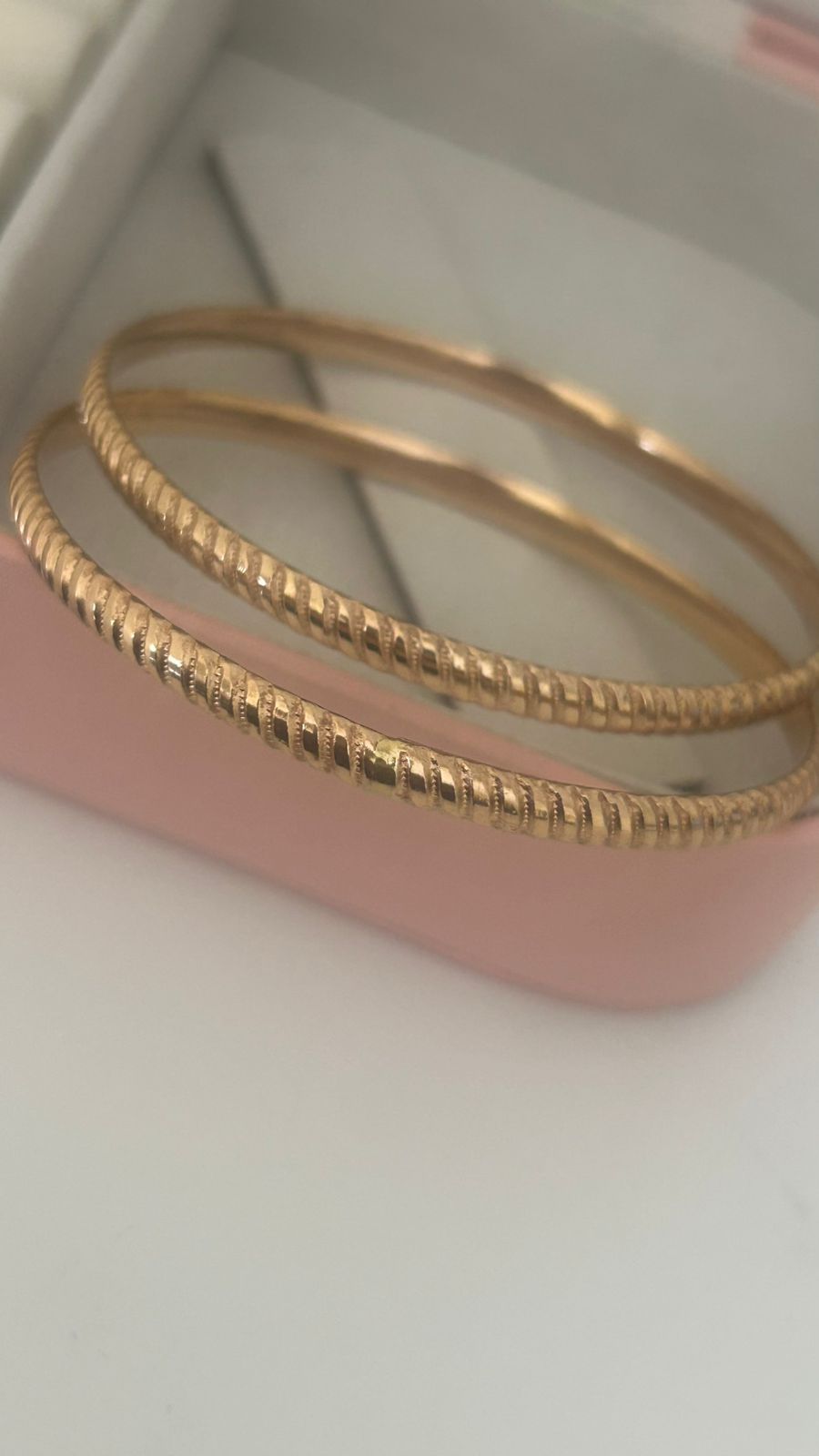 Handmade Panchaloha Bangles (Set of 2) – Unpolished Gold Finish Temple Jewelry”