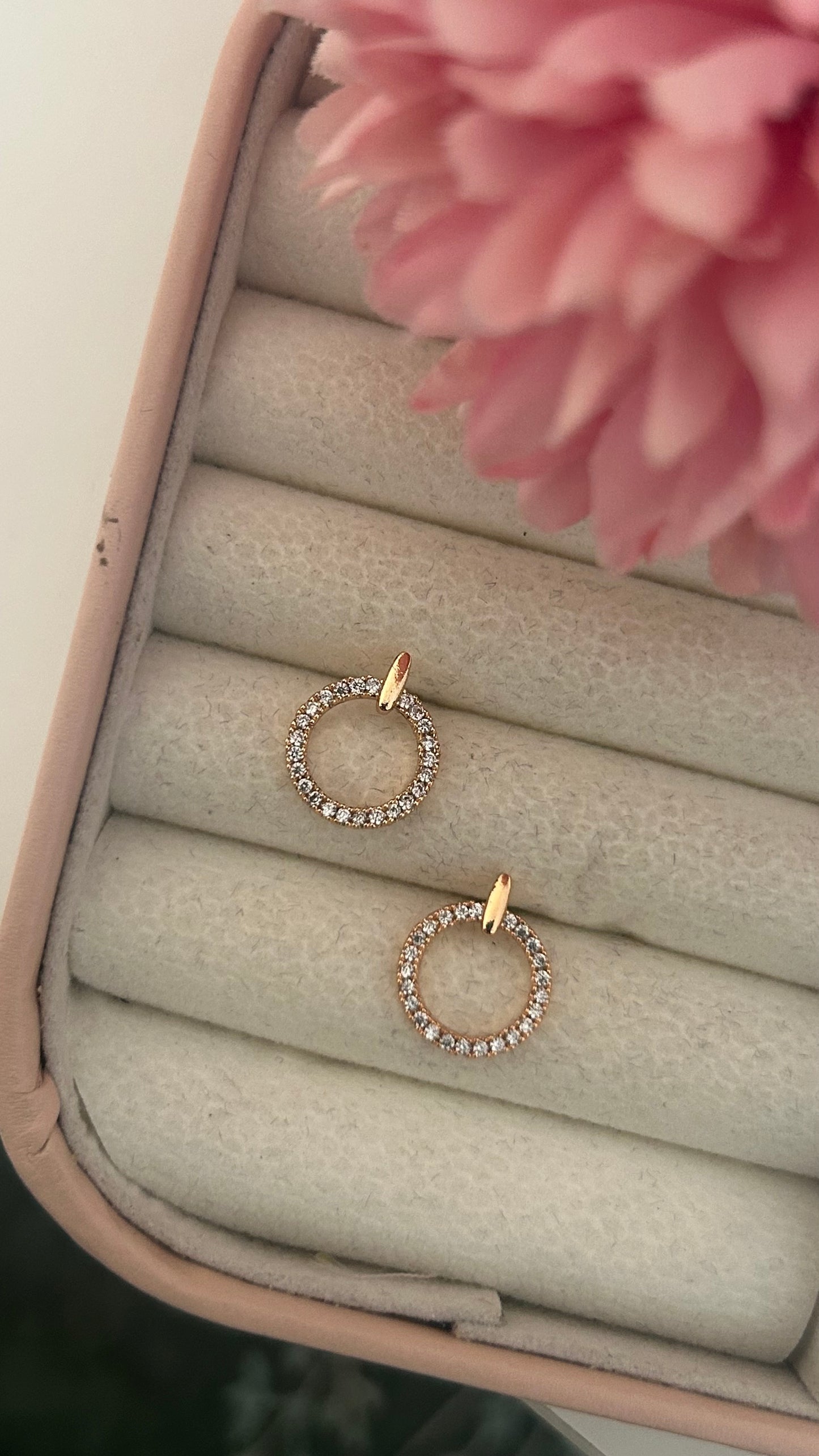 Gold Plated CZ Circle Drop Earrings – Elegant Round Hoops for Daily & Party Wear