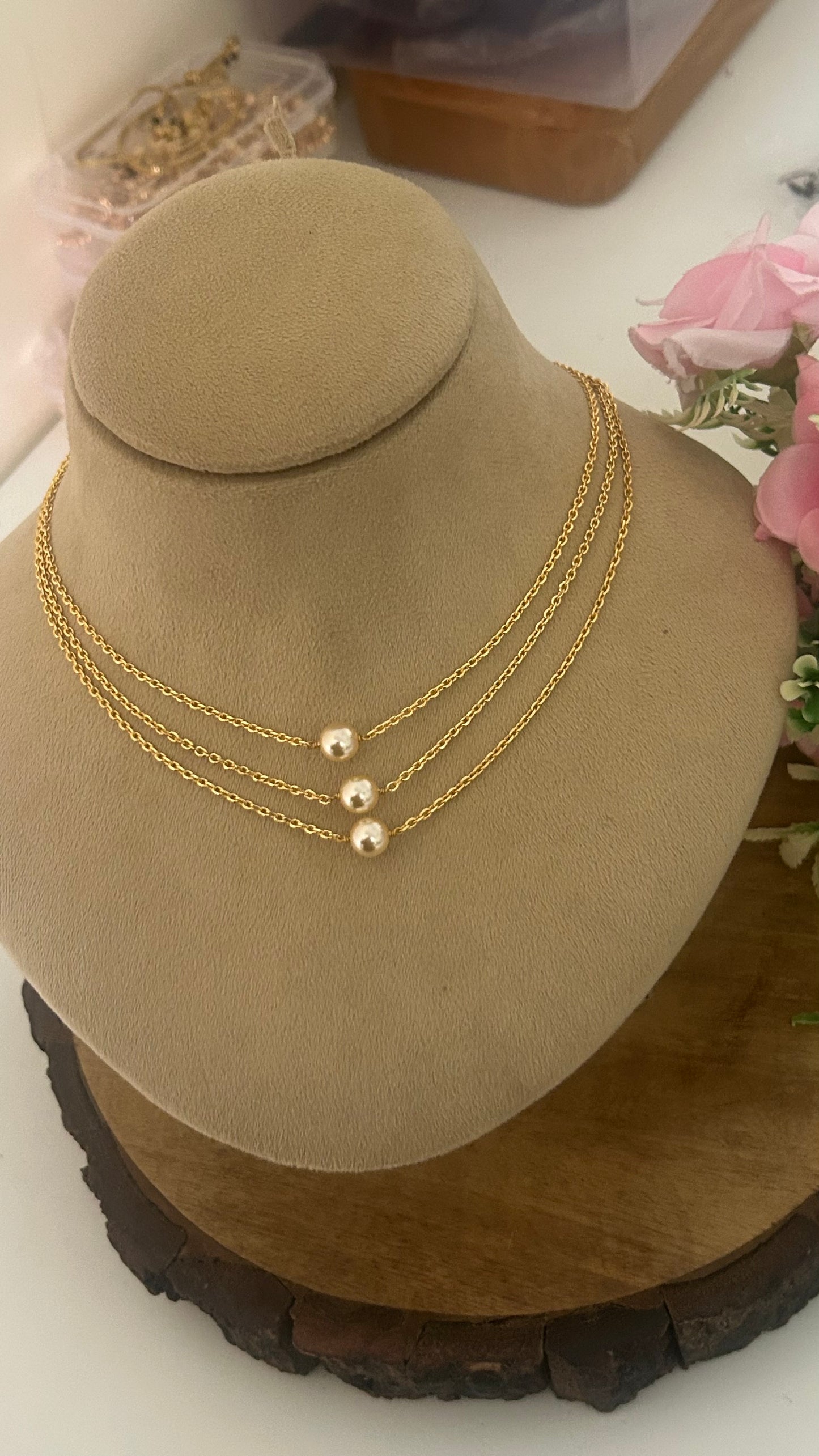 ✨ Swarovski Pearl Triple Layer Chain Necklace Set | Elegant Minimalist Pearl Jewelry for Women