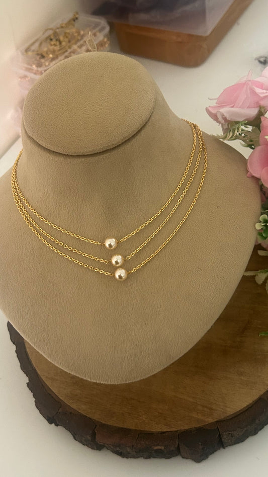 ✨ Swarovski Pearl Triple Layer Chain Necklace Set | Elegant Minimalist Pearl Jewelry for Women