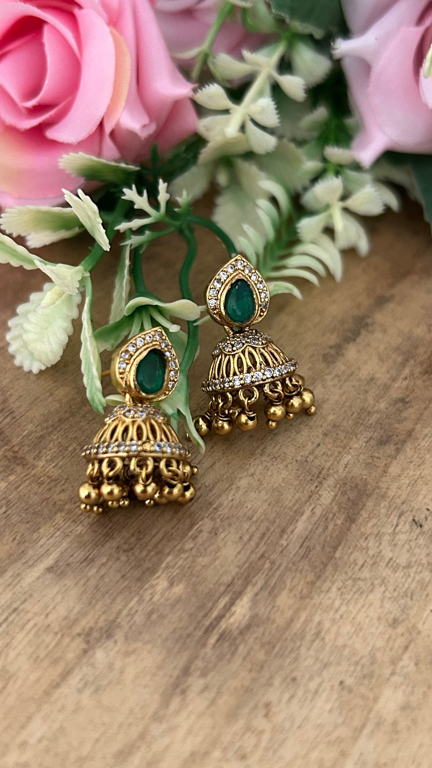 Traditional Green Jhumkas for Festive & Wedding Look ( small size only)