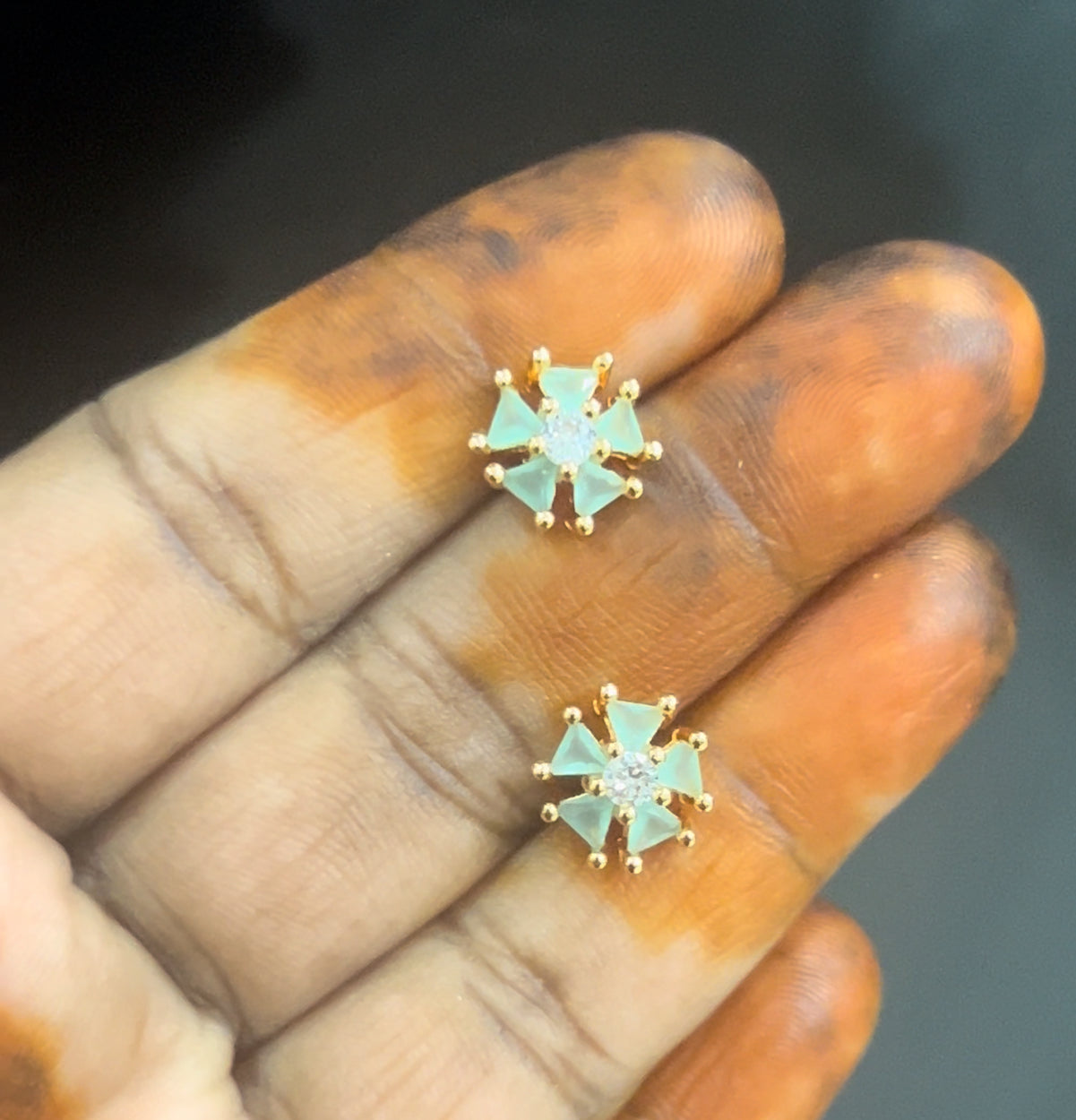 Elegant Gold-Tone Diamond Cluster Earrings for Daily Wear