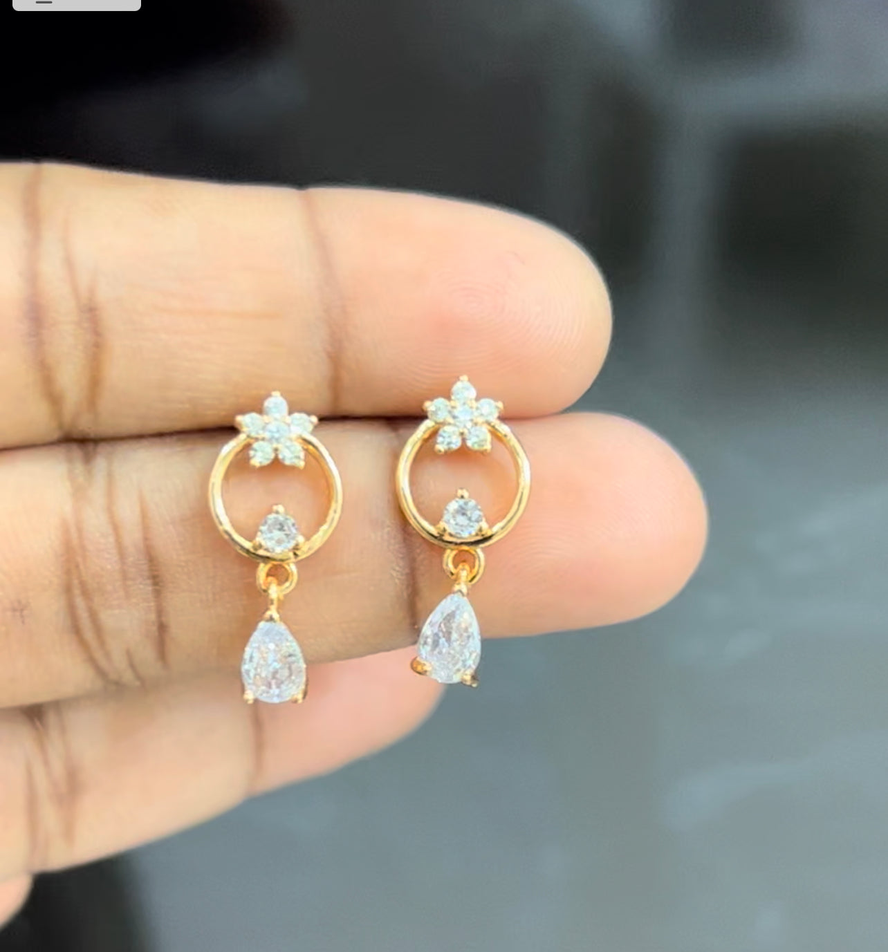 Blossom Drop Hoop Earrings – Floral Circle Dangles with Crystal Teardrop