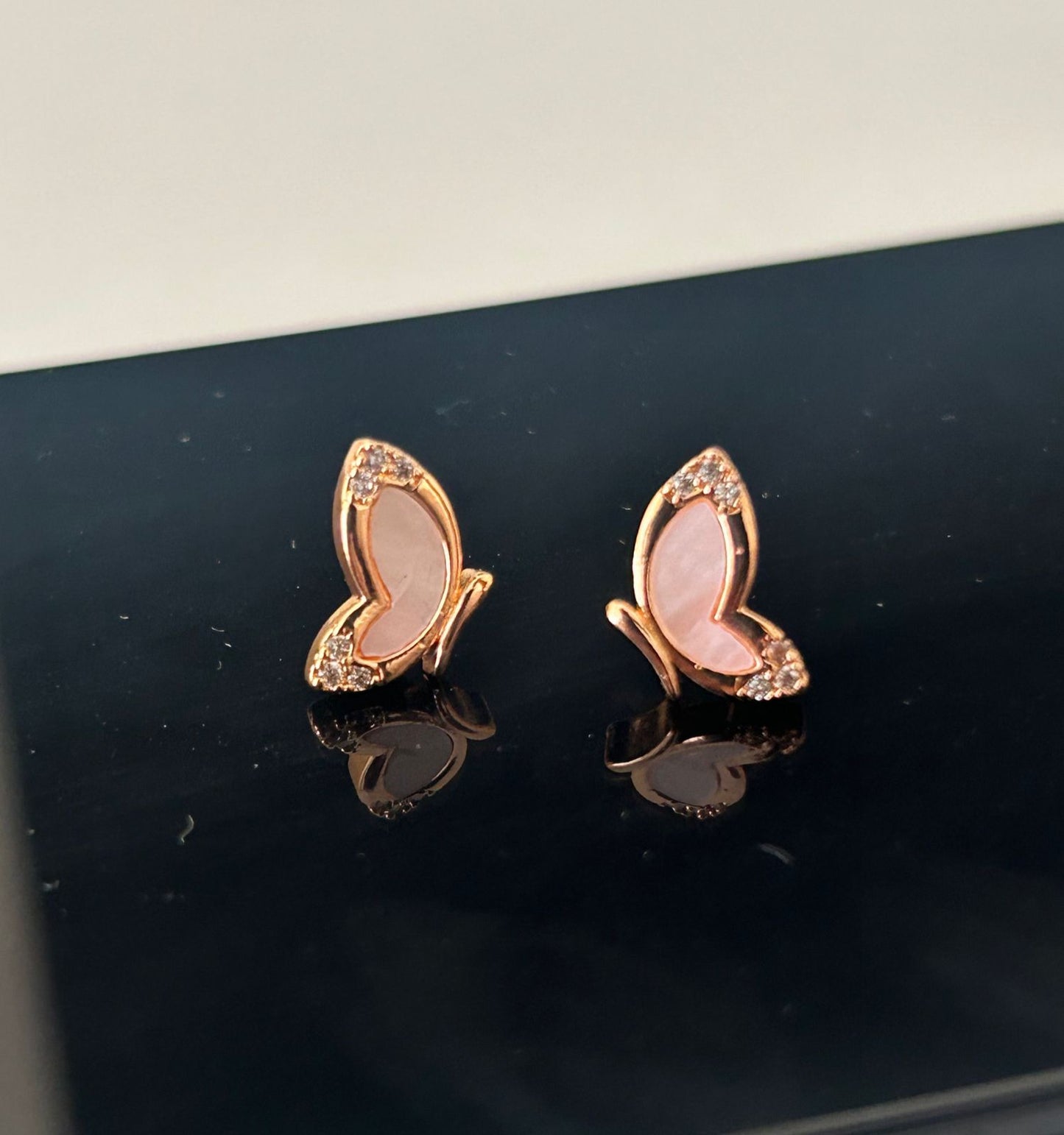 Crystal Edge Twin Triangle Stud Earrings – CZ Accented Geometric Gold Studs