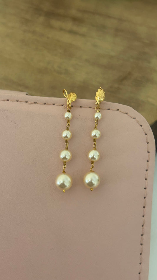 Handmade Swarovski Pearl string Earrings | kattuteega Handwork String Earrings with hook