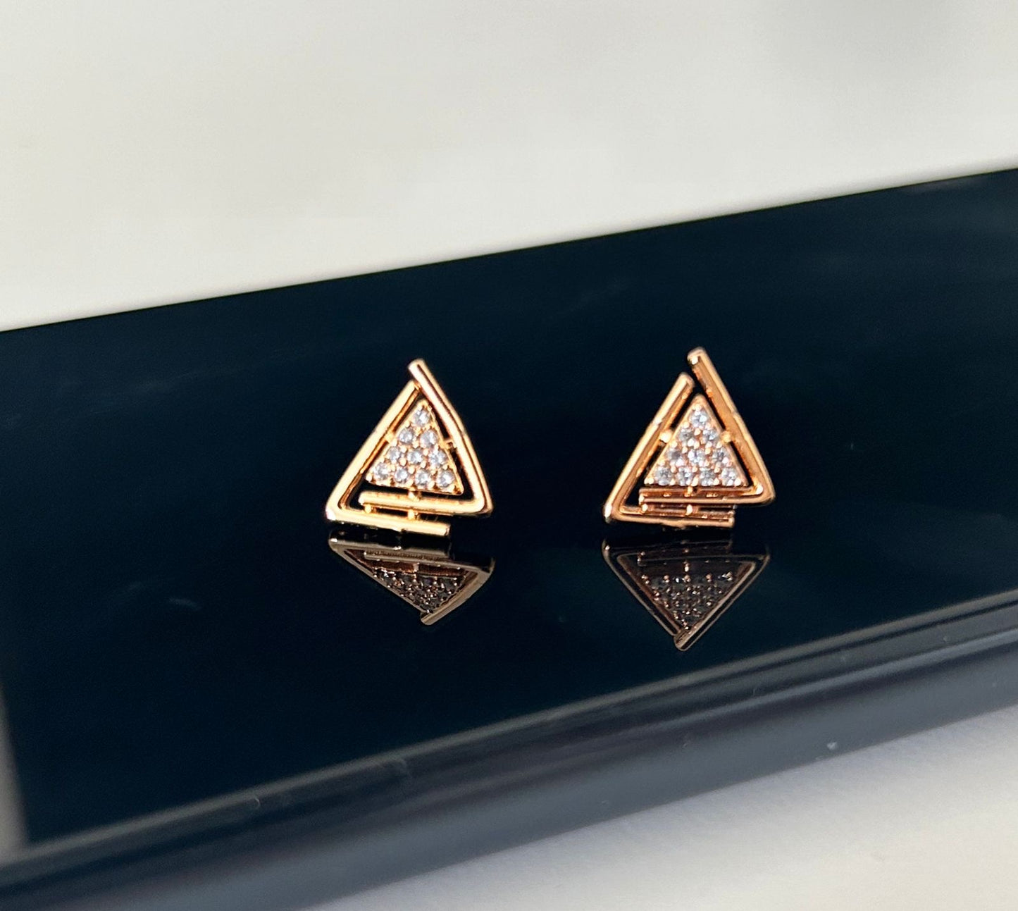 Geometric CZ Crystal Gold Plated Earrings for Women