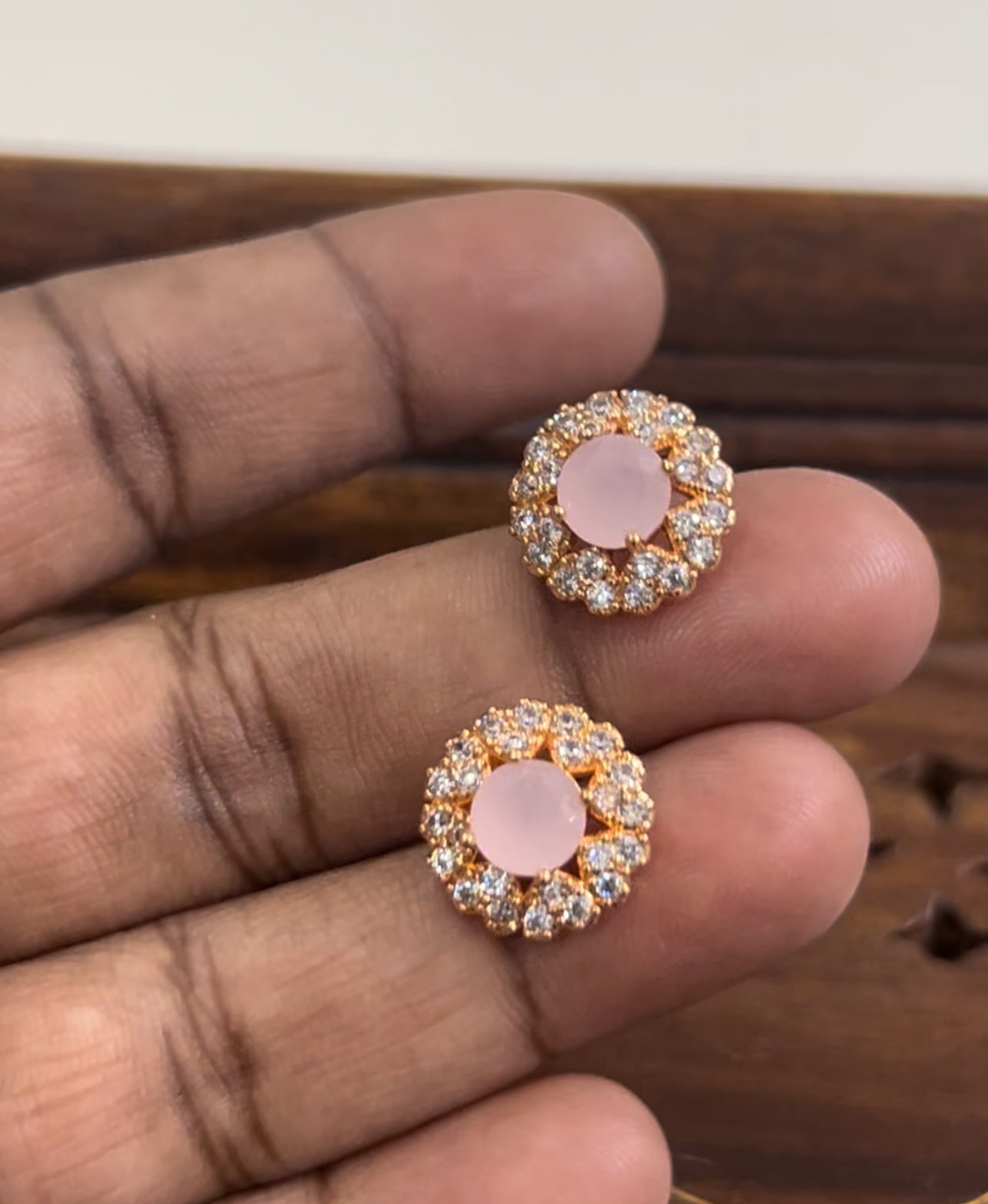 Halo Stud Earrings with Gold and Crystal Accents