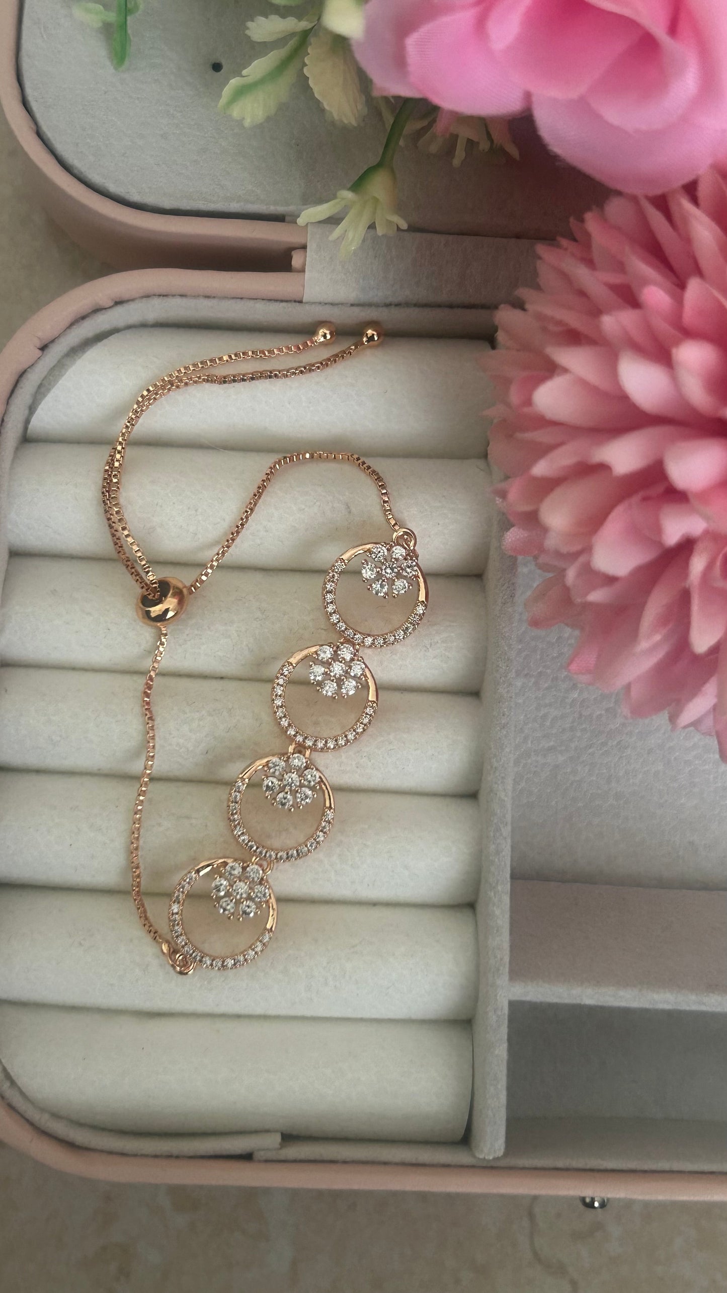 CZ full stones round shape flower bracelet