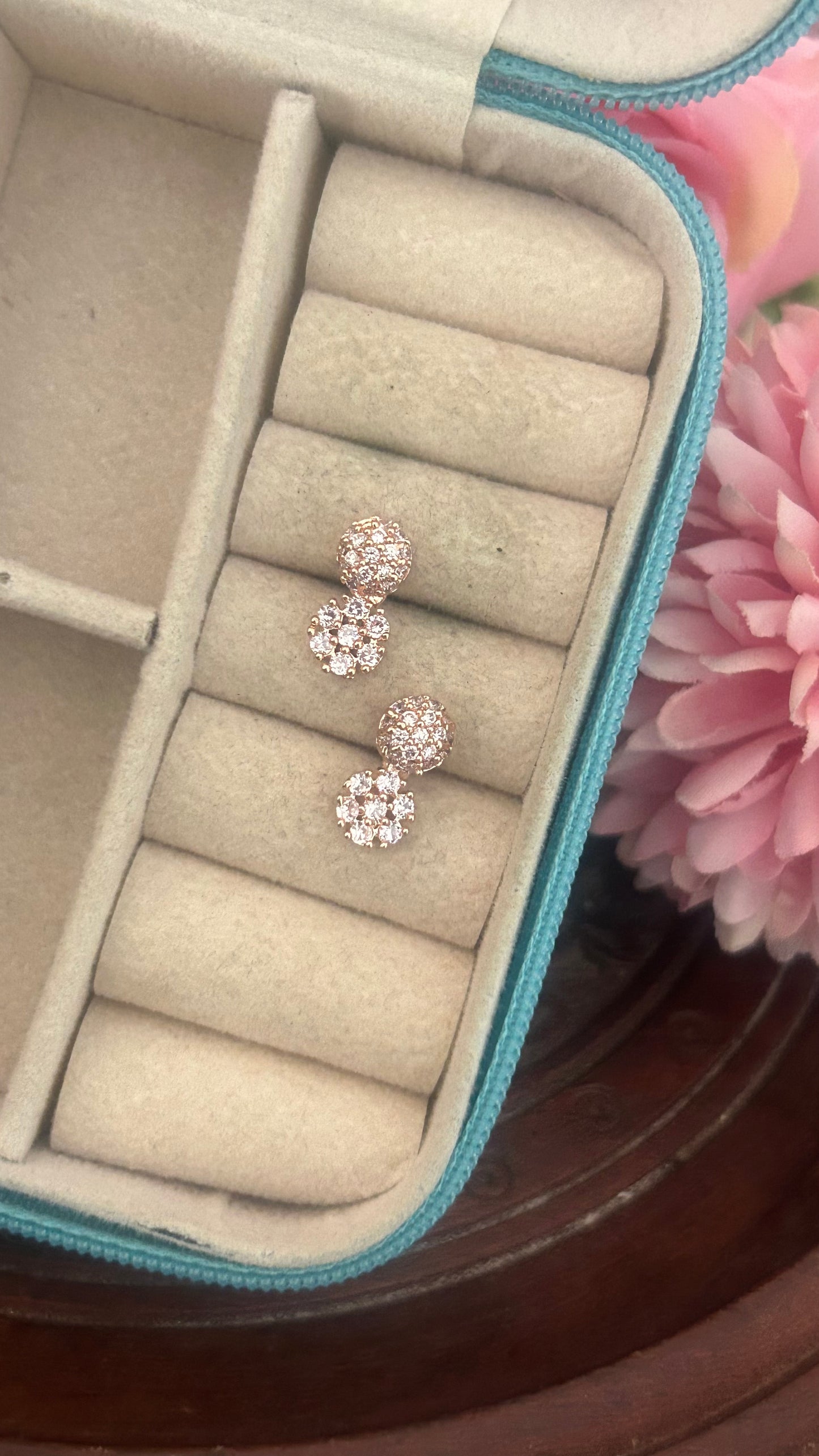 CZ Round Flower 2 Step Stud