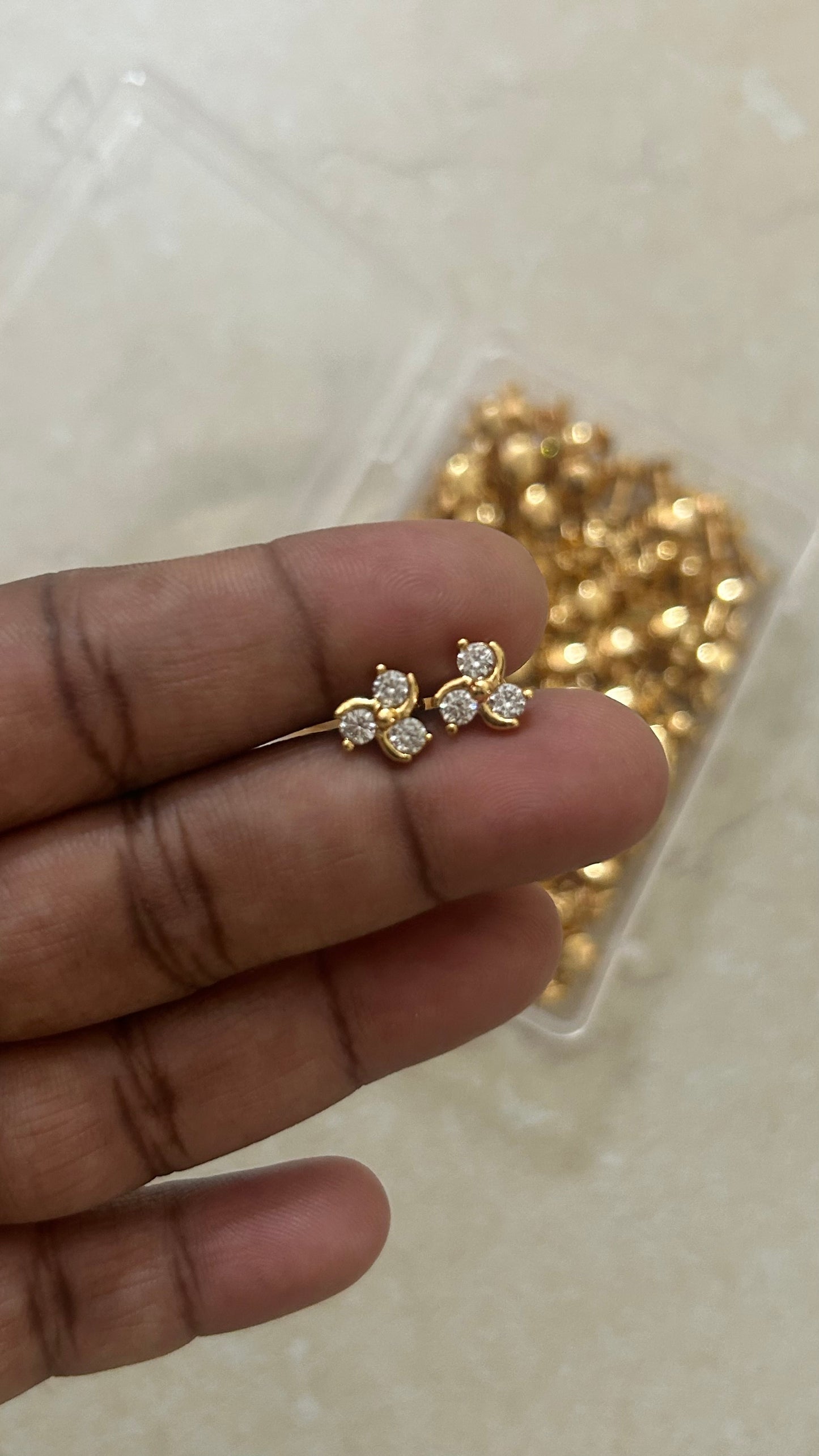 Panchaloham polished small Stud Earrings with Detachable Swarovski Pearl Drop in colours