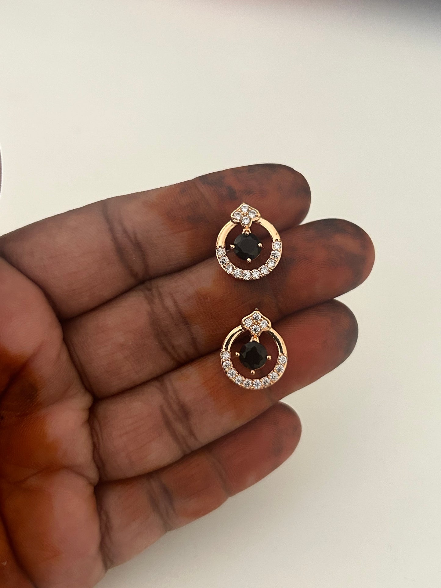 Radiant Halo Stud Earrings – Round CZ Accents with Colorful Center Stones