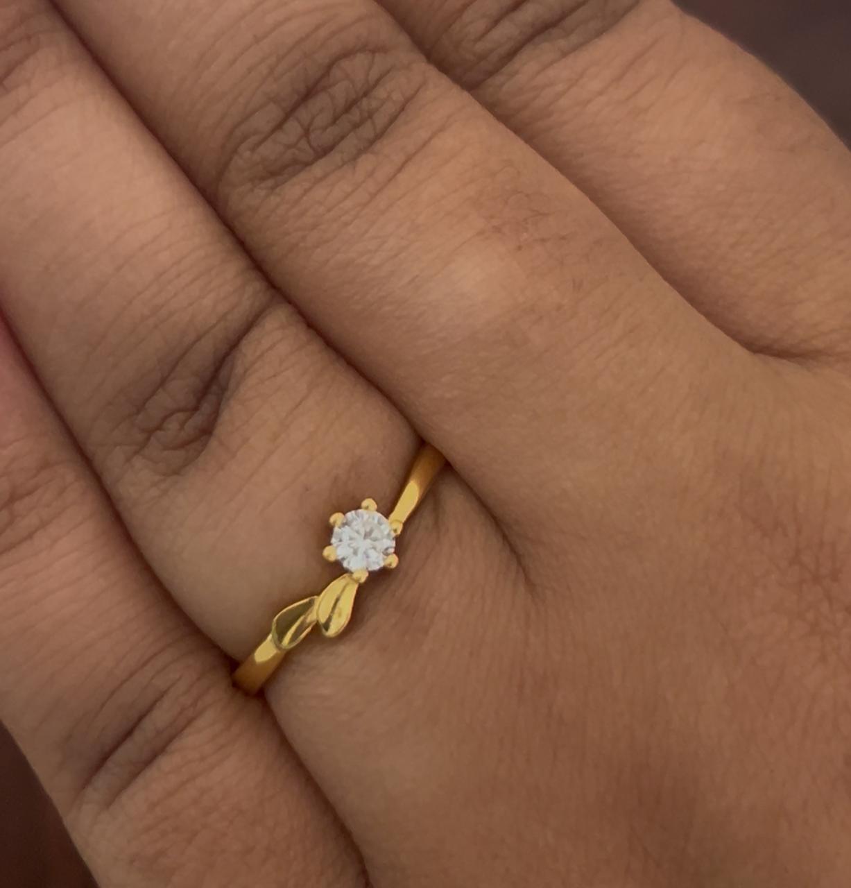 Blossom Spark 92.5 Silver Solitaire Ring – Leaf Accent design