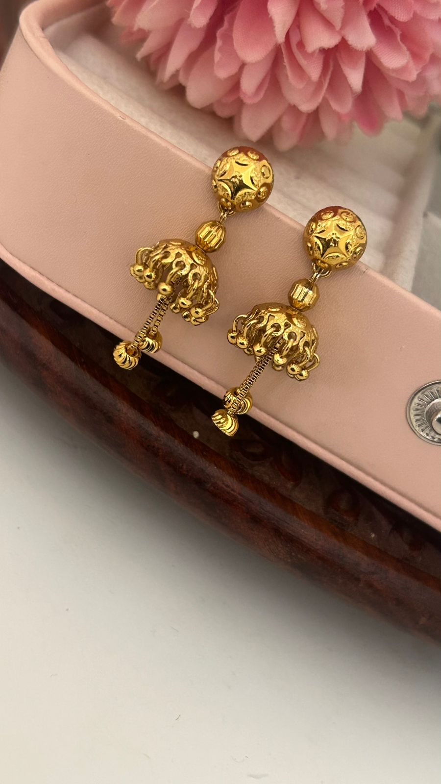 Traditional Gold-Plated Jhumka Earrings for Women – Handcrafted Dome Design with Intricate Detailing