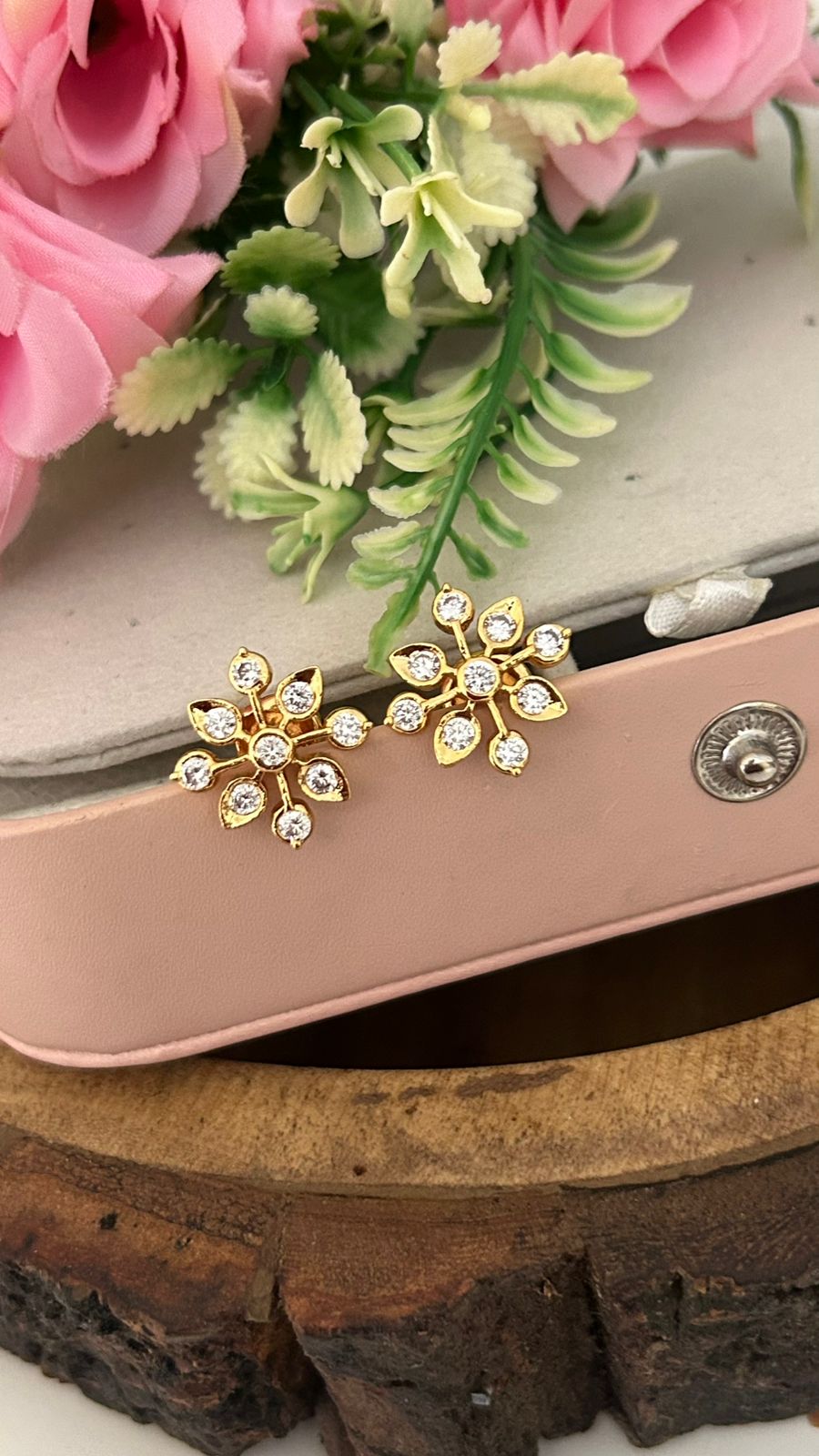 Panchaloham Floral Studs with polish