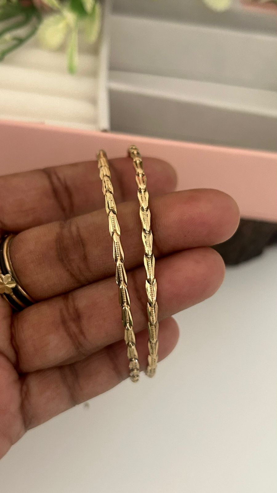 Lightweight Panchaloham Bangles for Daily Use – Gold Look Designer Pair of 2