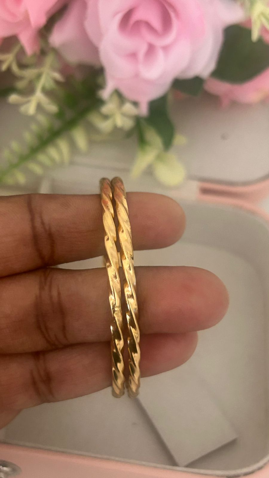 Authentic Panchaloha Bangles – Pair of 2 | Textured Spiral Rope Design | Unpolished Traditional Look