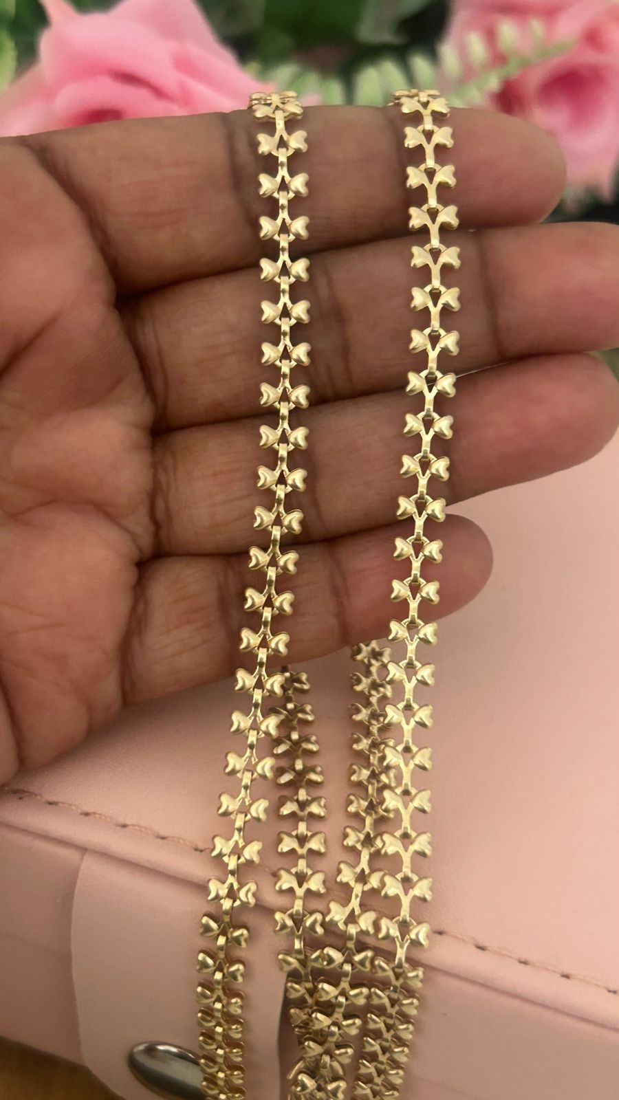 “Unpolished Panchaloham Butterfly Link Chain 24 Inches | Traditional South Indian Temple Jewellery”