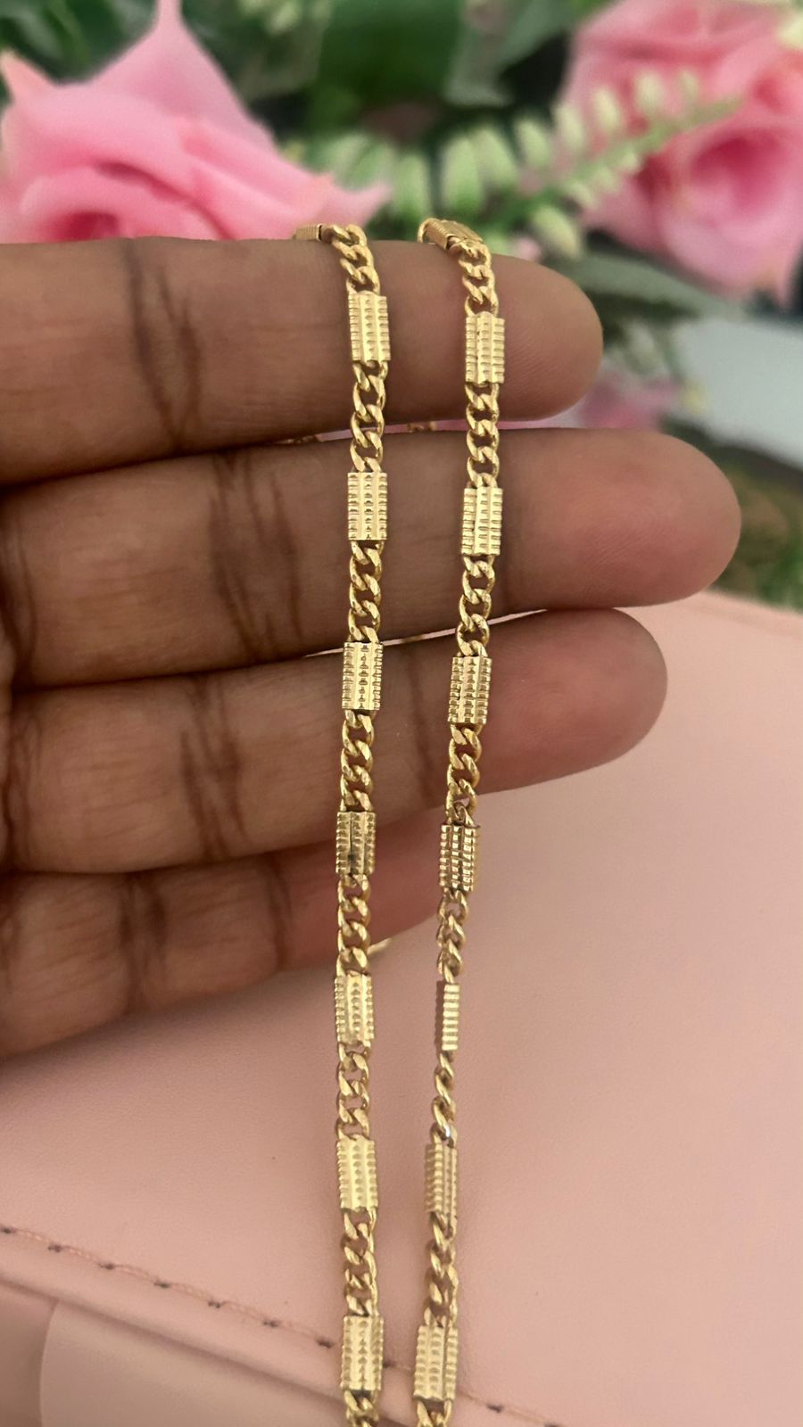 “Unpolished Panchaloham Barrel Link Chain 18 Inches | Traditional Temple Jewellery for Men & Women”