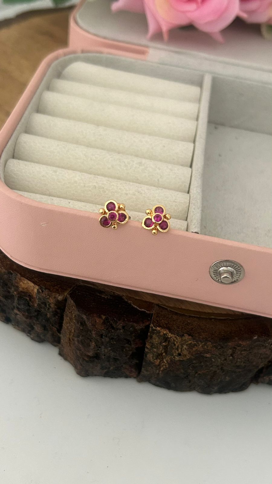 Classic Panchaloham full Ruby Stud earrings– South Indian Heritage Jewelry Design"