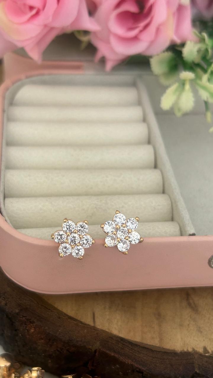 Floral Spark Panchaloham Stud Earrings with polished