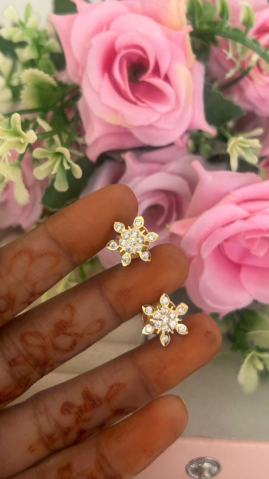 Floral Design Panchaloham Stud Earrings – Polished