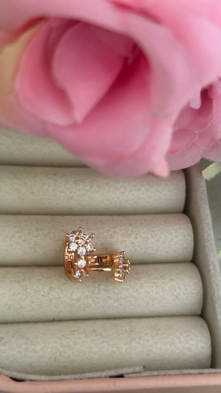 Floral CZ Bali Earrings with Rose Gold Finish