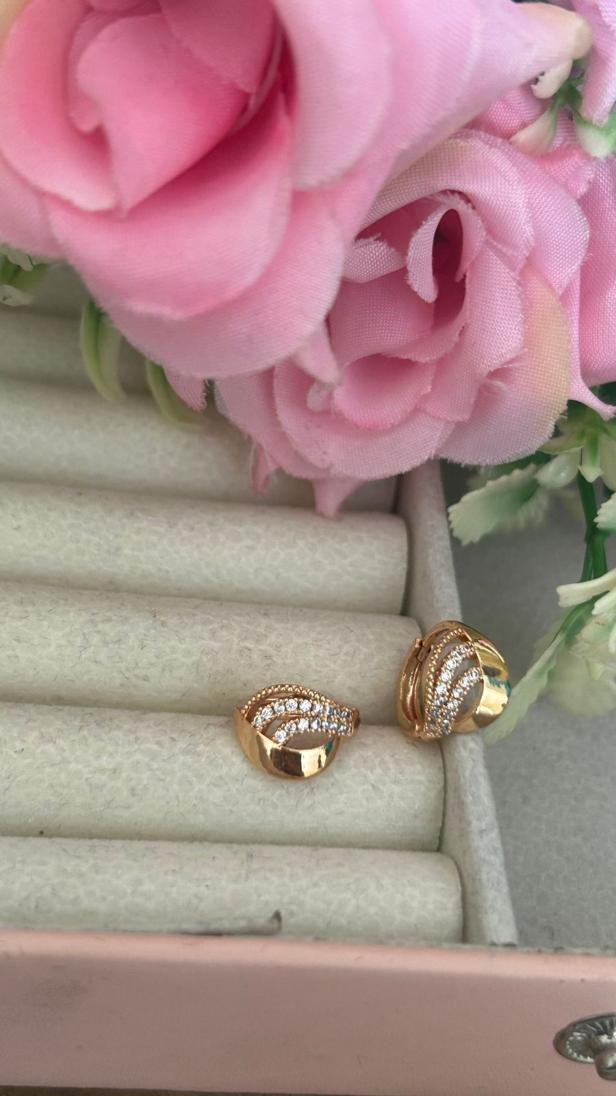 Modern Wave Design CZ Bali Earrings