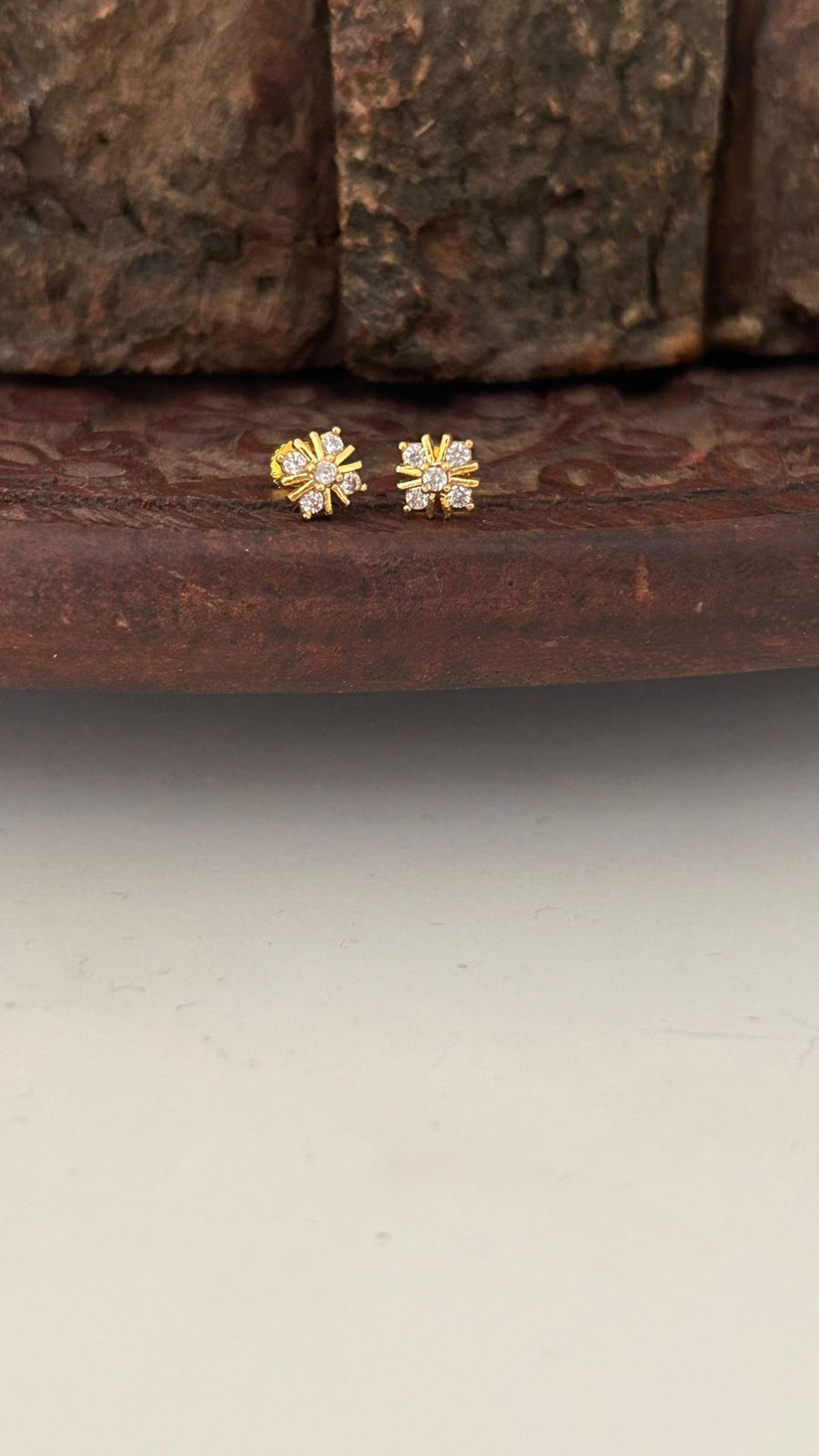 Tiny Flower Stud Earrings – Minimal Nose Pin Size Gold Plated Studs