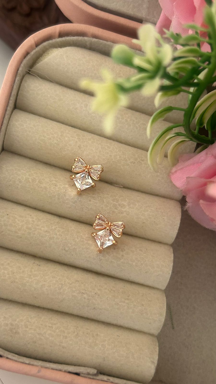 Cute Bow CZ Stud Earrings – Dainty Crystal Bow Daily Wear Earrings