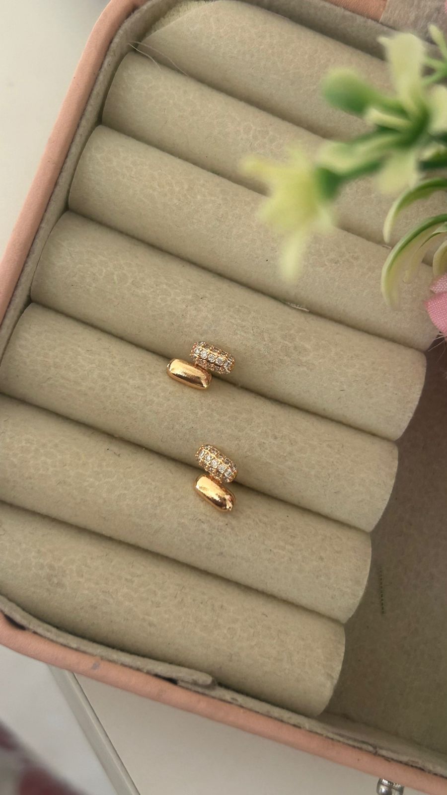 Modern Double Layer CZ Stud Earrings – Stylish Gold Plated Fashion Jewellery