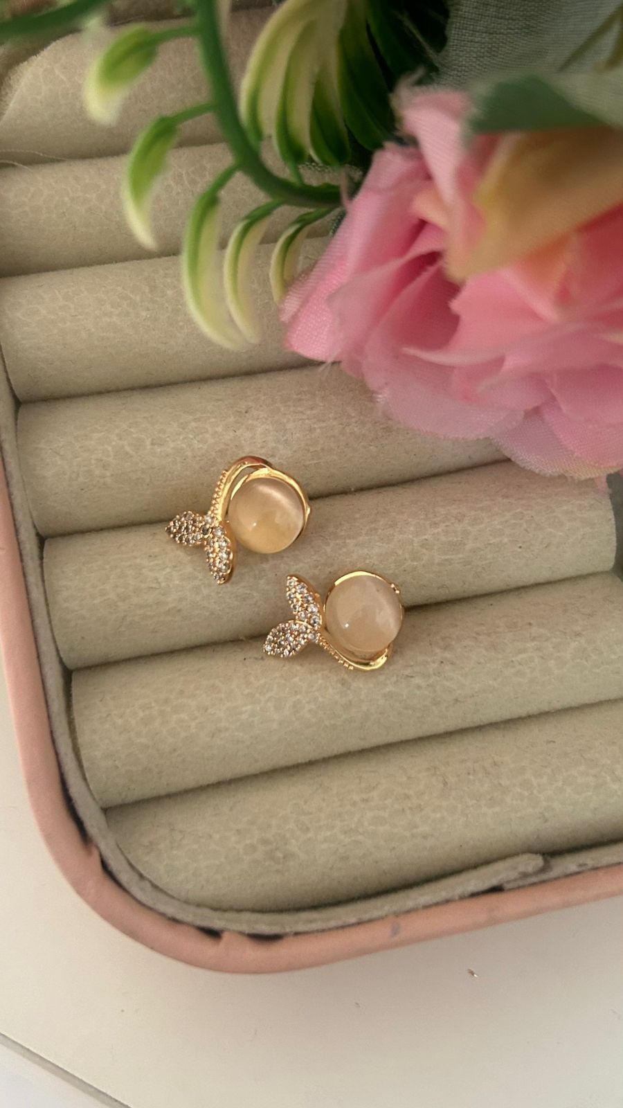 Designer Butterfly CZ Earrings with Round Stone – Trendy Fashion Studs