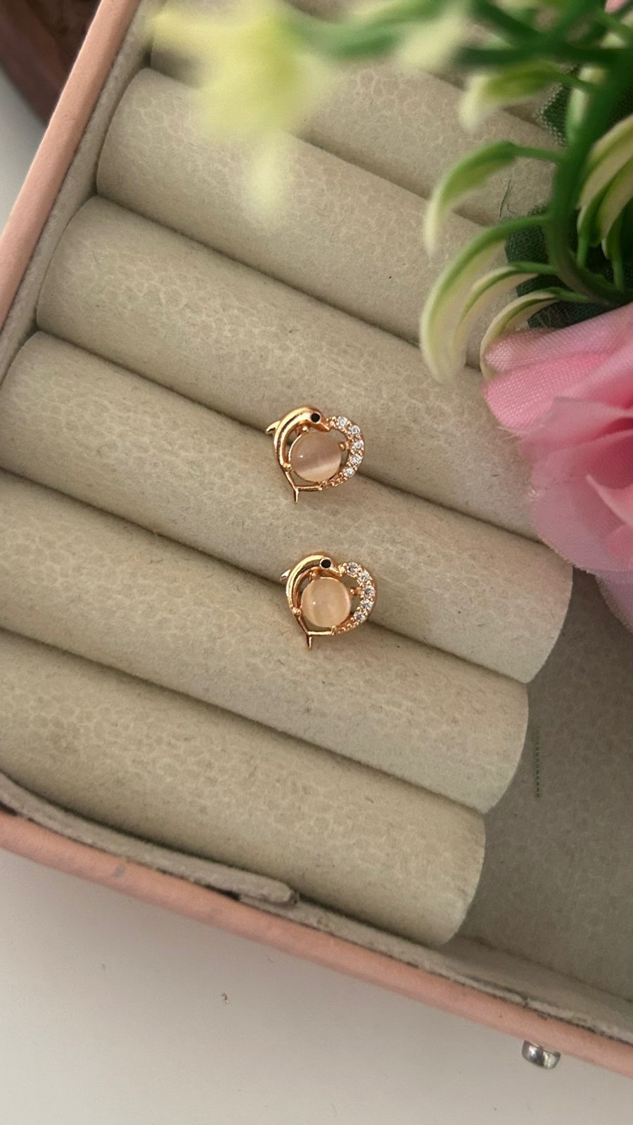 Dolphin Style CZ Crystal Earrings – Elegant Stone Fashion Studs