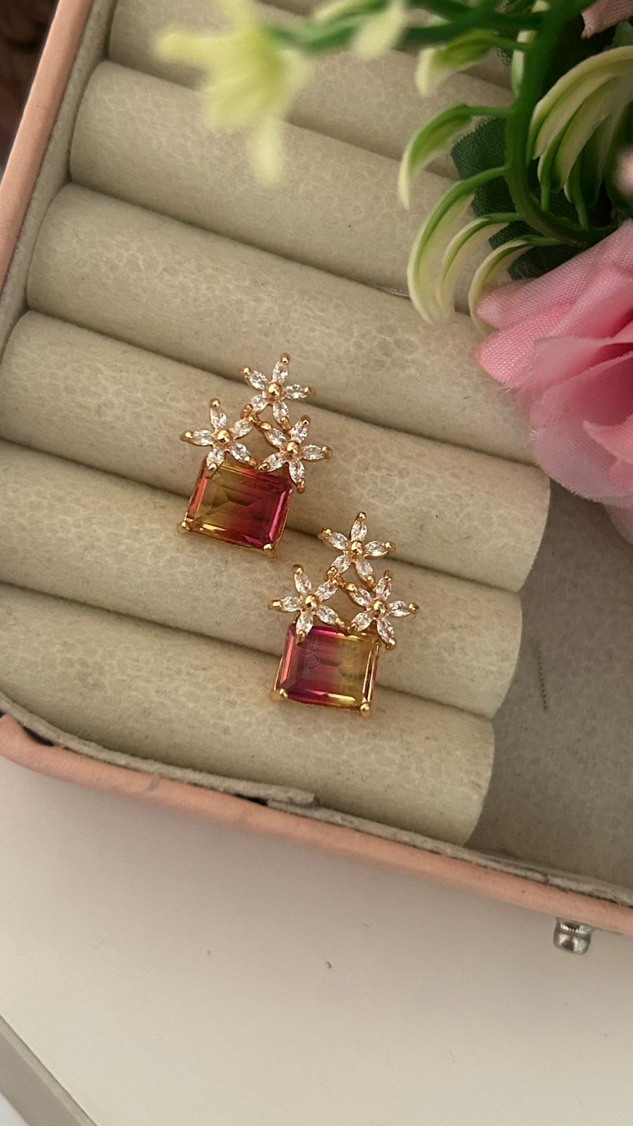 Luxury Floral CZ Drop Earrings – Crystal Fashion Jewellery