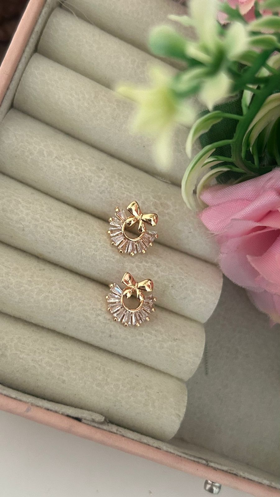 Micro Bow Crystal Studs – Small Cute Earrings for Women
