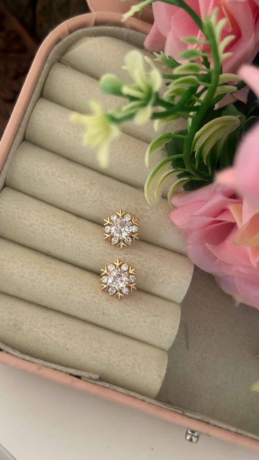Micro Flower Sparkle Stud Earrings – Small Minimal Earrings