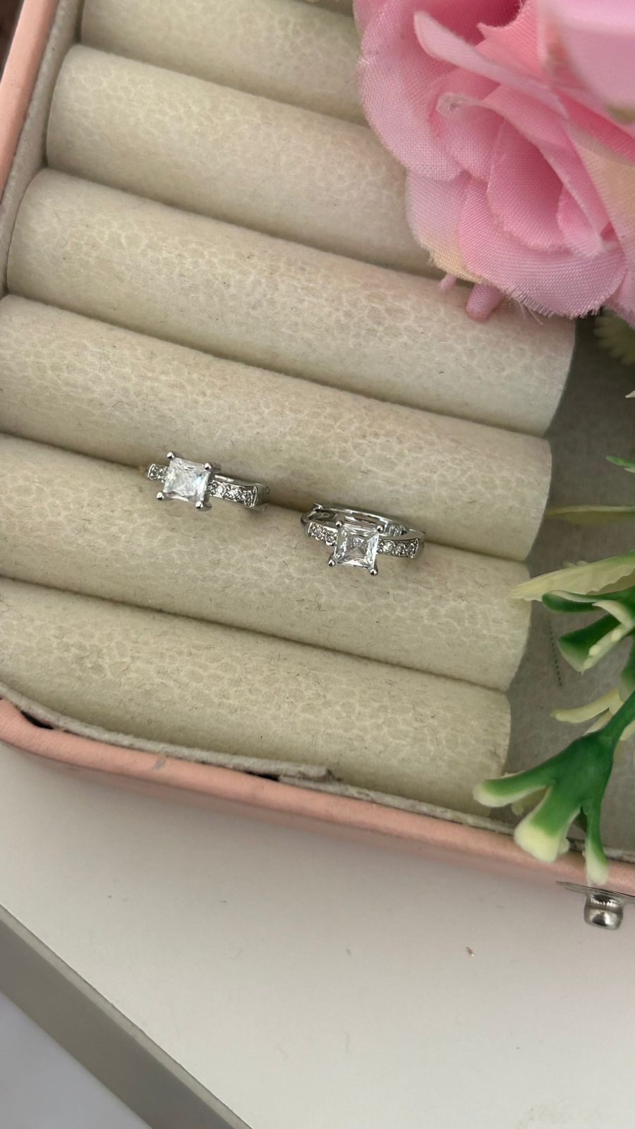 Sparkling Princess Cut CZ Bali Earrings in Silver Finish – Trendy Women’s Jewellery