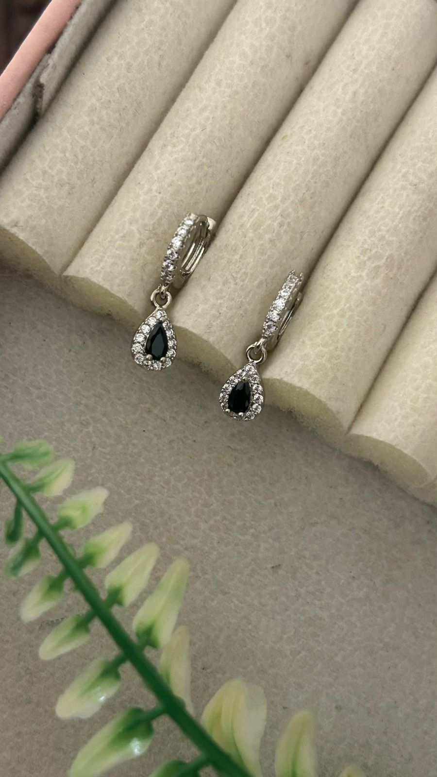 Silver Bali Earrings with CZ Teardrop Dangle – Stylish Daily Wear Hoops