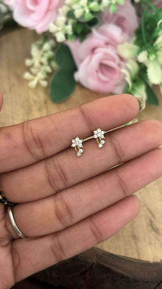 Mini Floral Drop Studs – Nose Pin Back Screw | Second Piercing Earrings