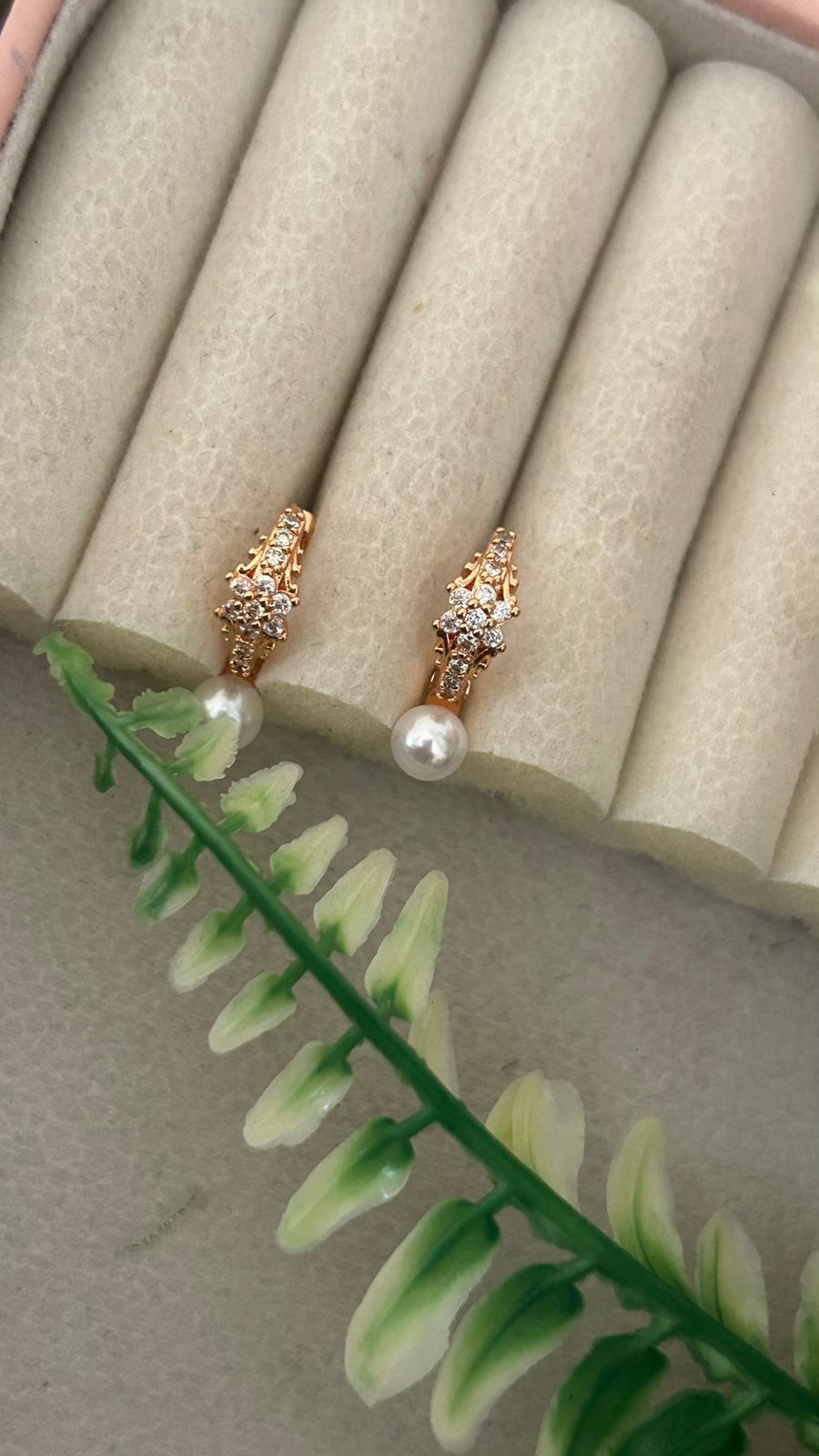 Ornate Crystal Flower Earrings with Pearl Finish