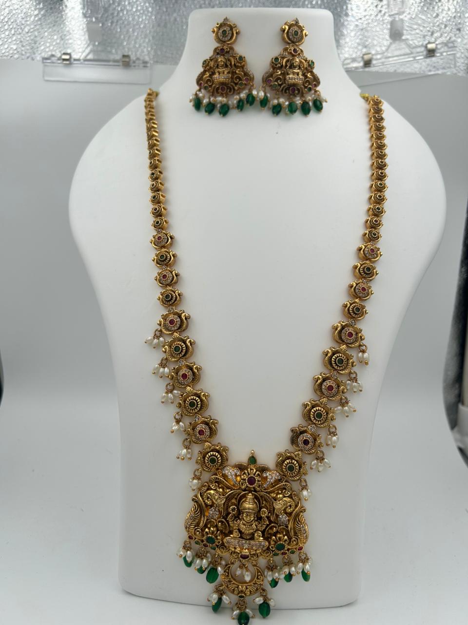 Combo lakshmi green drops neckset